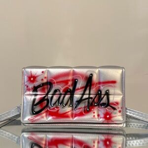 BADASS Quilted Airbrush Graffiti Shoulder Bag Crossbody Purse Genuine Leather